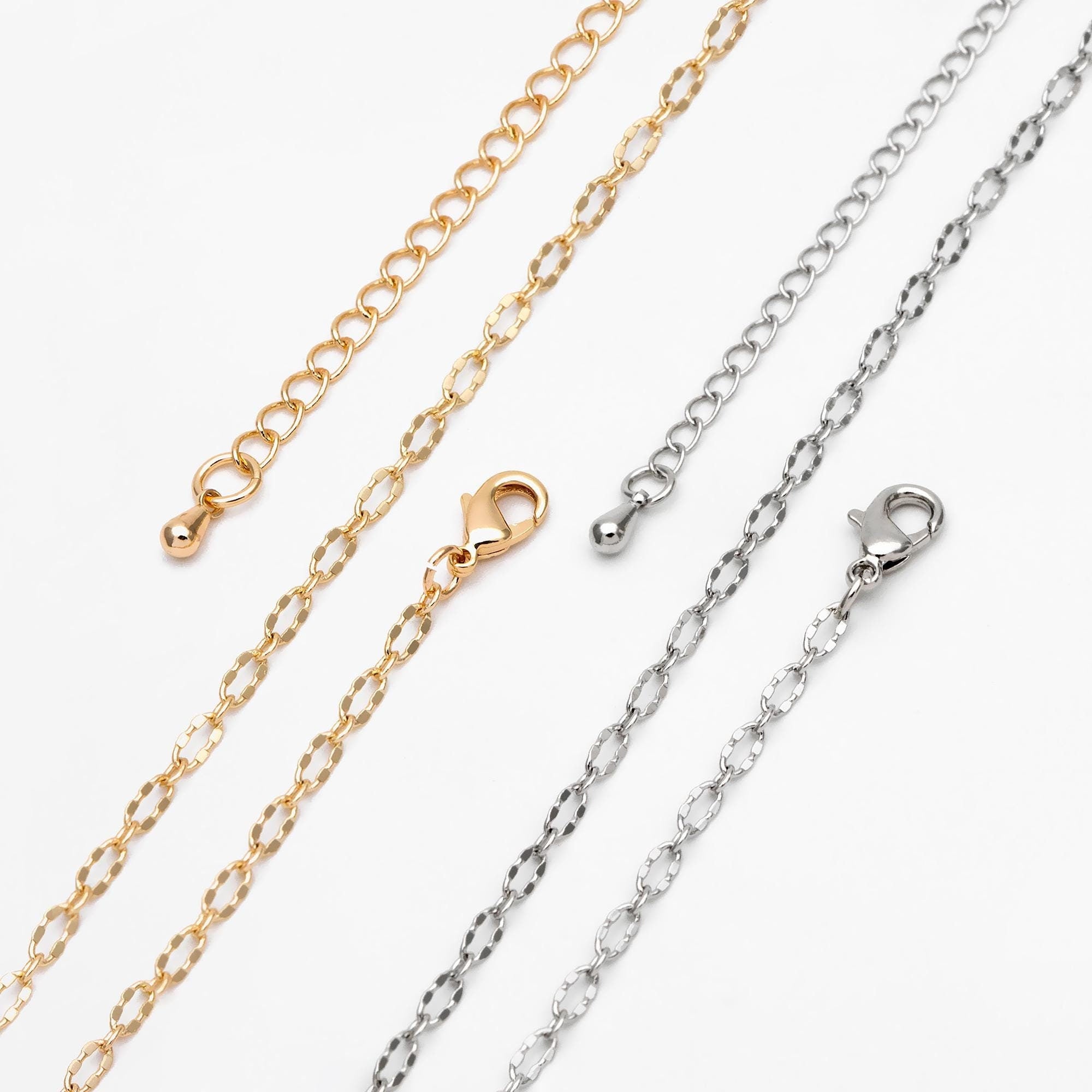 Gold/ Silver Oval Chains 2.5mm, Finished Bracelet/ Anklet/ Necklace with Extender Chain, Ready to Wear (#LK-150-2.5)